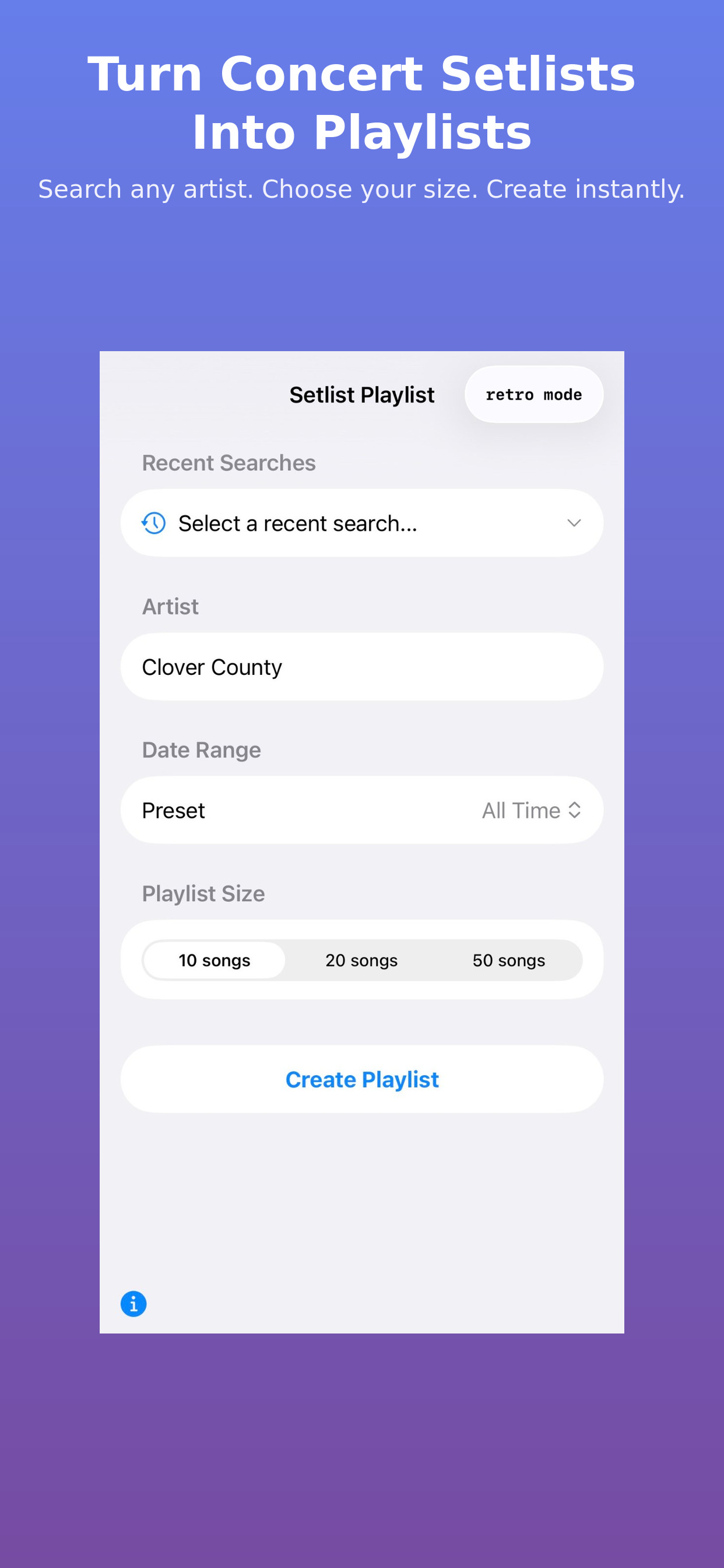 Search for any artist
