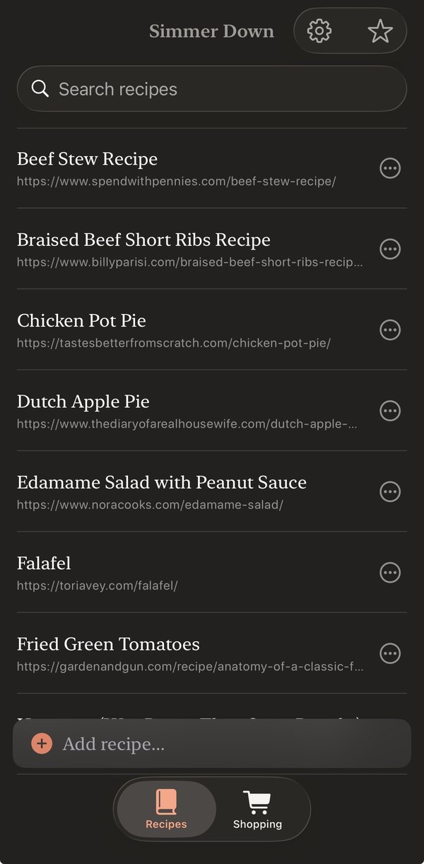 Simmer Down recipe library